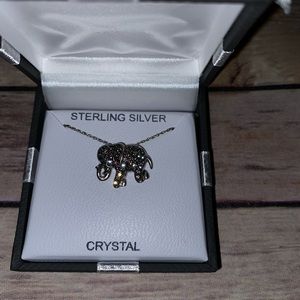 NWB Sterling Silver & Crystal Elephant Necklace